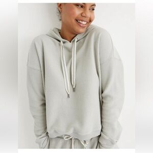 Aerie New Love Corded Hoodie Sweatshirt Sage